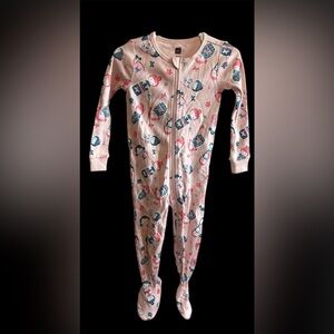 Tea Collection Pink and Blue Matryoshka doll print footie pajamas 18-24 months